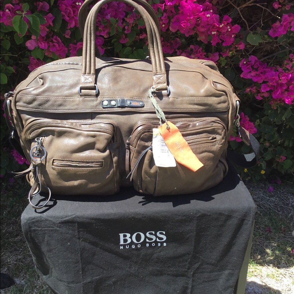 Leather duffel bag